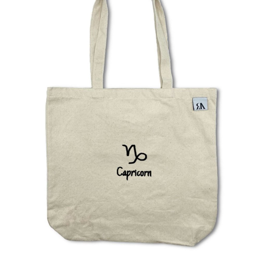 Capricorn astrology / zodiac embroidered tote bag
